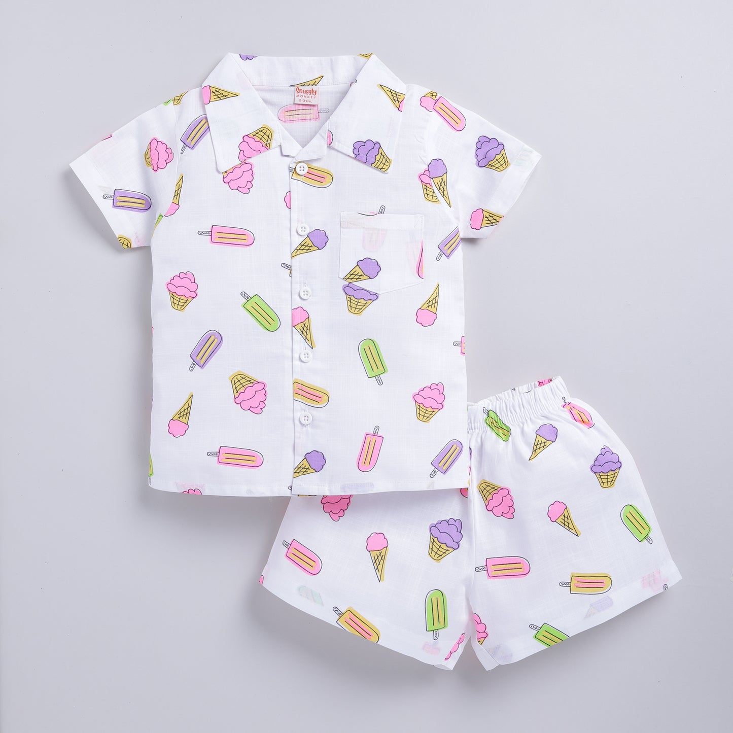 Vibrant Ice Cream Theme Top with Shorts