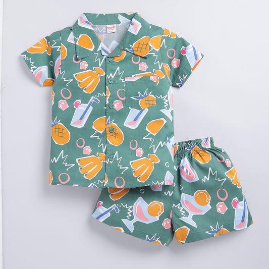 Green Tropical Print Co-ord Set