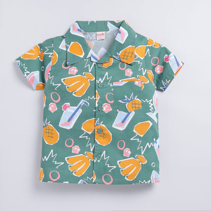 Green Tropical Print Co-ord Set