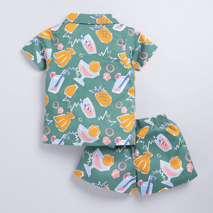Green Tropical Print Co-ord Set