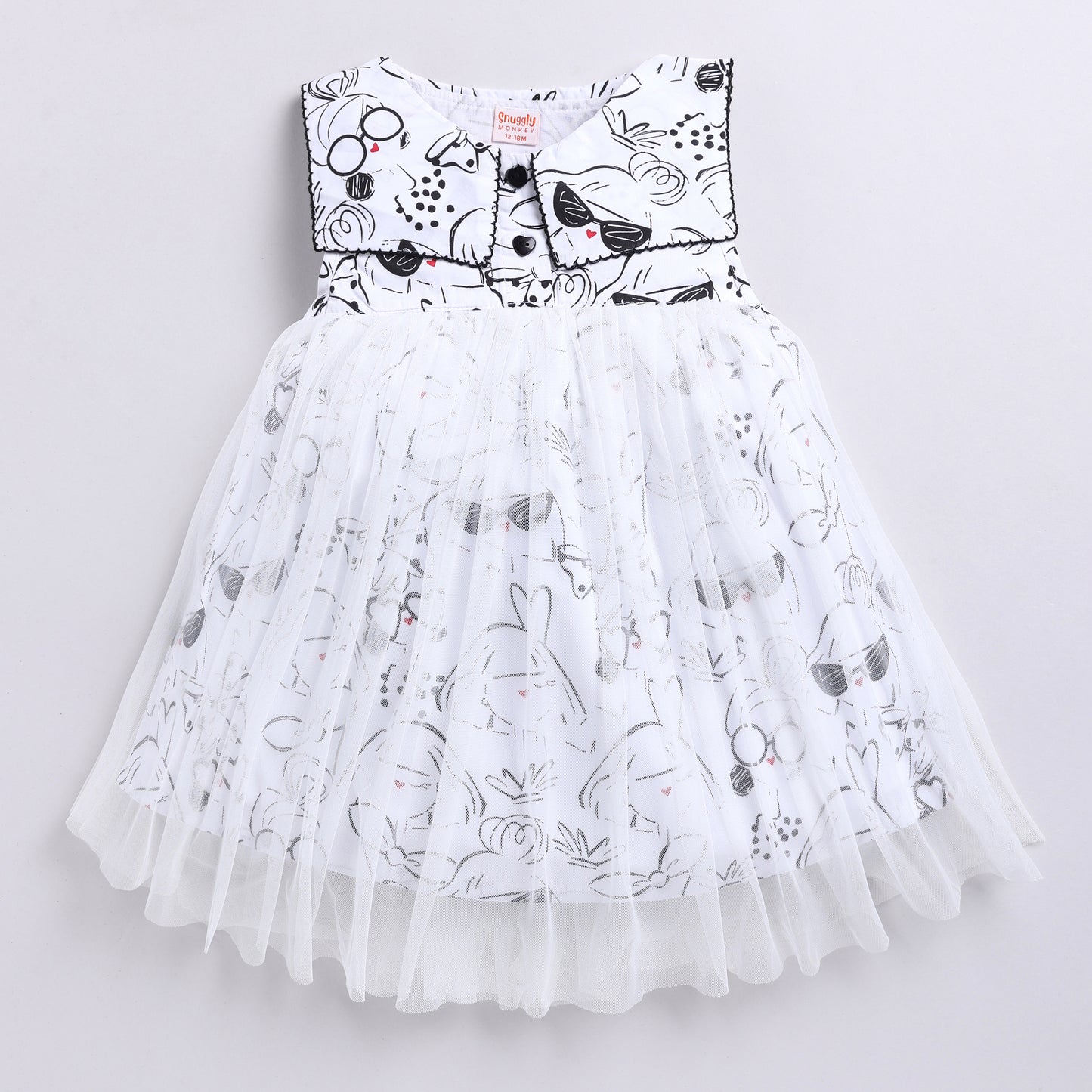 Sassy Girl Print Frock with Net Overlay
