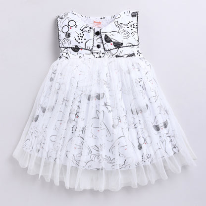 Sassy Girl Print Frock with Net Overlay