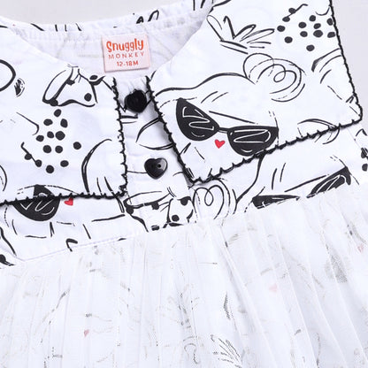 Sassy Girl Print Frock with Net Overlay