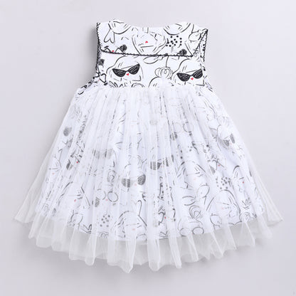 Sassy Girl Print Frock with Net Overlay