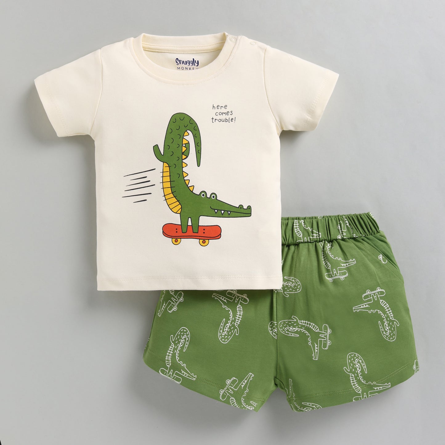 Crocodile Print Infant Top with Shorts Set