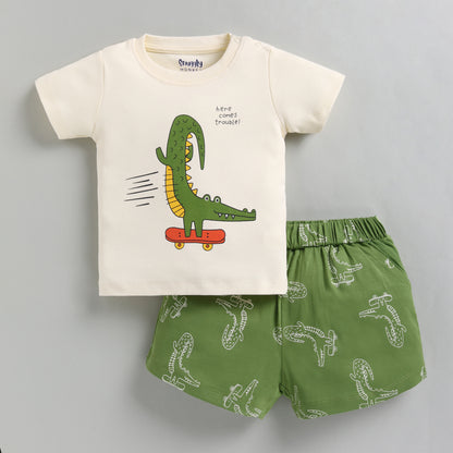 Crocodile Print Infant Top with Shorts Set