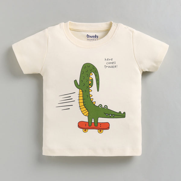 Crocodile Print Infant Top with Shorts Set