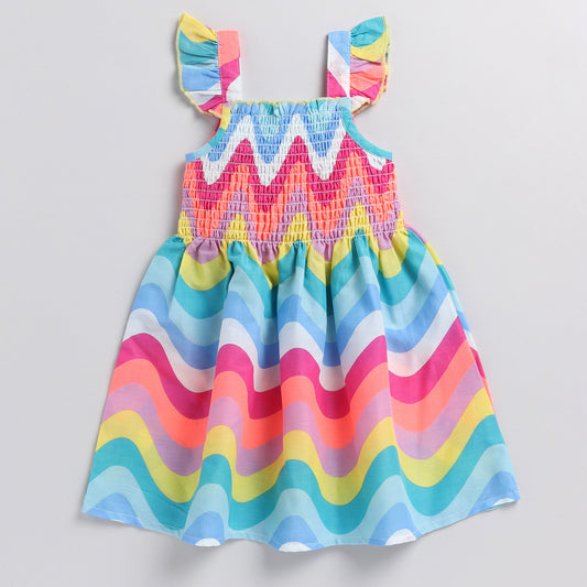 Vibrant Waves Multicolour Summer Frock