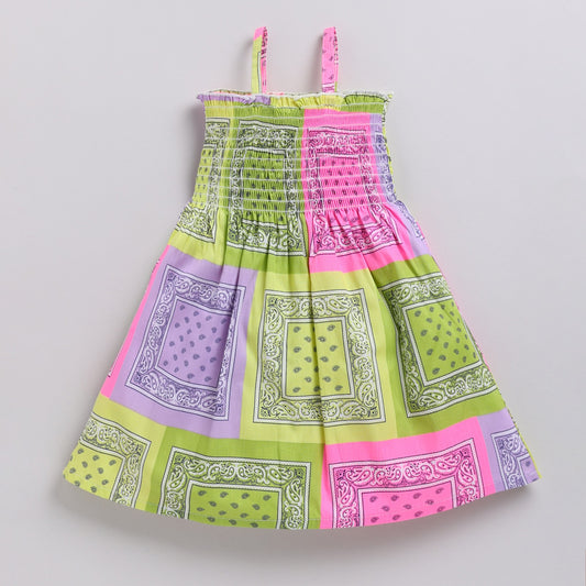 Cute Multicolour Bandana Print Frock