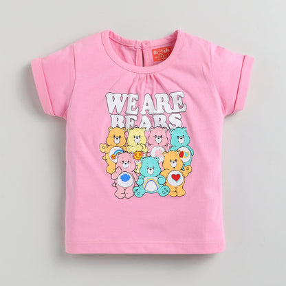 Bear Print Pink Top with Shorts