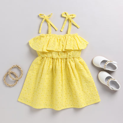 Yellow Off-Shoulder Style Summer Frock