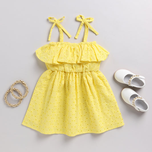 Yellow Off-Shoulder Style Summer Frock